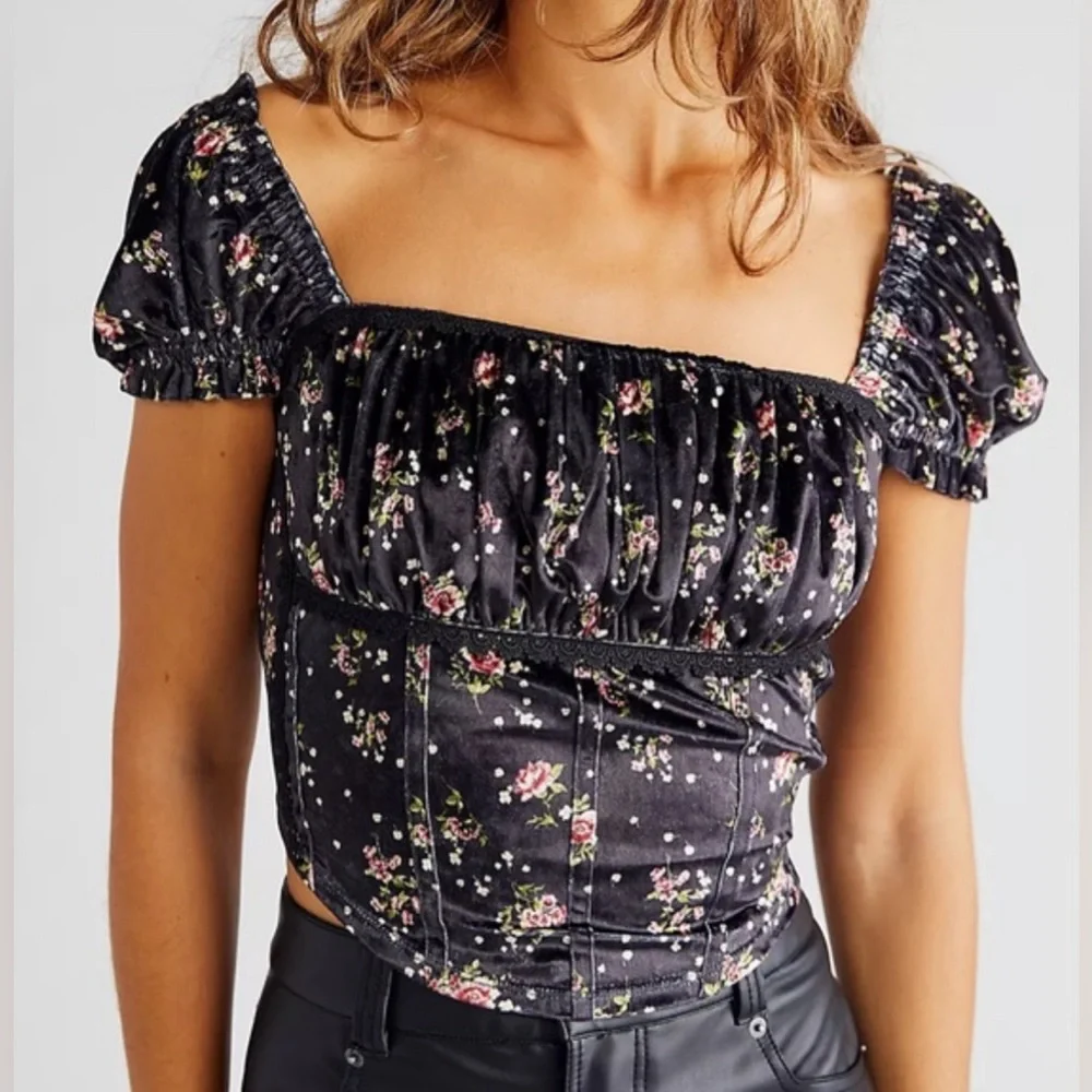 Free People Louis Velvet Top NWOT Size L
